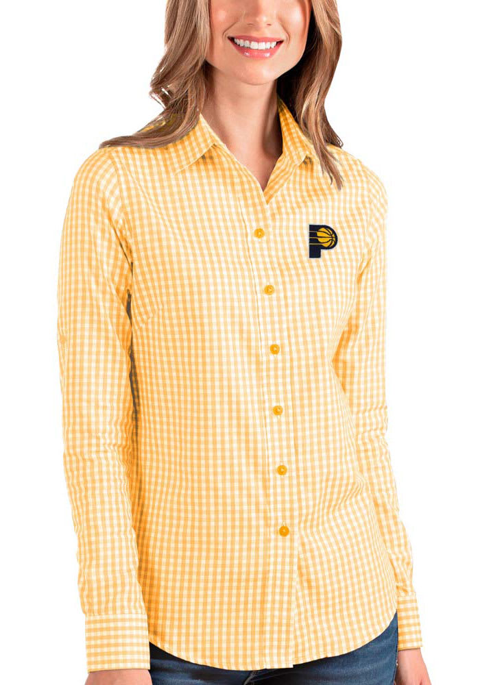 Antigua Indiana Pacers Womens Structure Long Sleeve Gold Dress Shirt