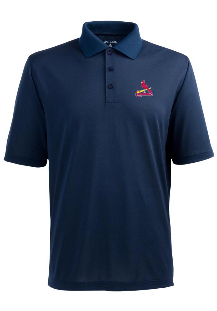 Antigua St Louis Cardinals Mens Navy Blue Pique Short Sleeve Polo