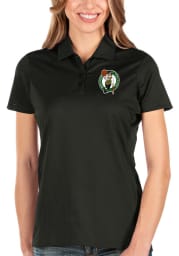 Antigua Boston Celtics Womens Black Balance Short Sleeve Polo Shirt