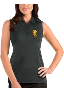 Antigua San Diego Padres Womens Grey Tribute Sleeveless Polo Shirt