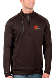 Antigua Cleveland Browns Mens Brown Generation Long Sleeve 1/4 Zip Pullover
