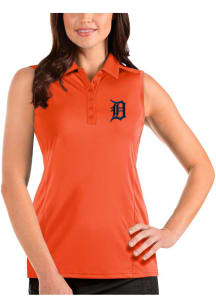 Antigua Detroit Tigers Womens Orange Tribute Sleeveless Polo Shirt