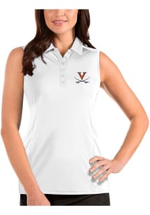 Antigua Virginia Cavaliers Womens White Tribute Sleeveless Polo Shirt