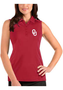 Antigua Oklahoma Sooners Womens Red Tribute Sleeveless Polo Shirt