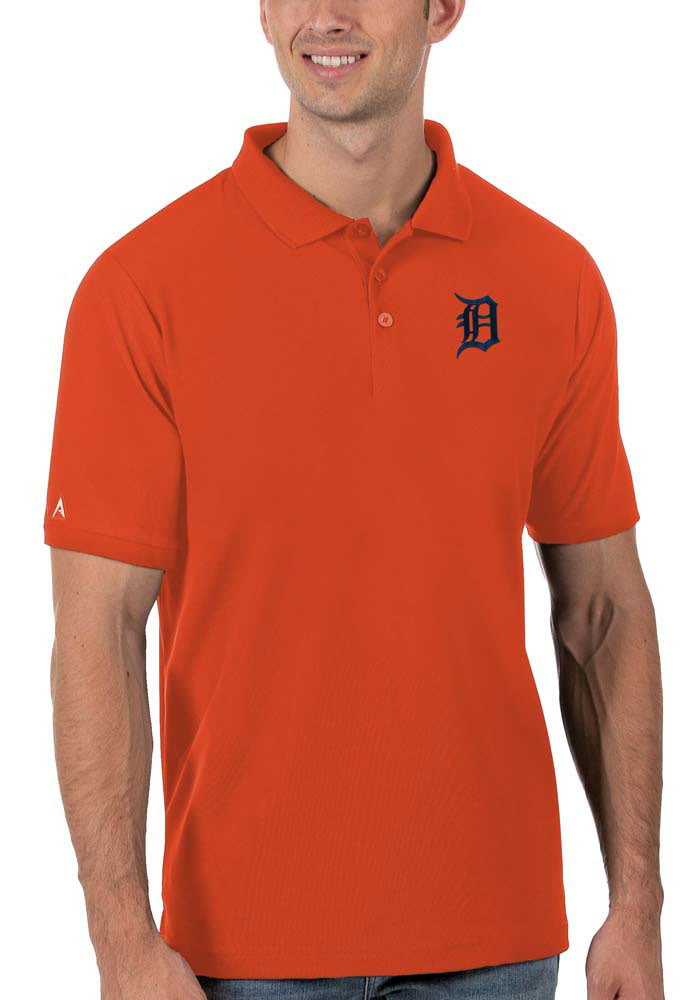 Antigua Detroit Tigers Orange Legacy Pique Short Sleeve Polo, Orange, 100% POLYESTER, Size XL, Rally House