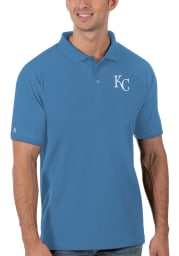 Antigua Kansas City Royals Mens Light Blue Legacy Pique Short Sleeve Polo