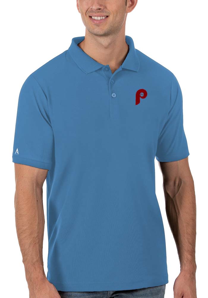 Antigua Philadelphia Phillies Mens Blue Compass Short Sleeve Polo