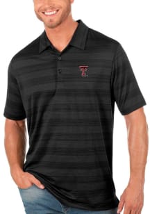 Antigua Texas Tech Red Raiders Mens Black Compass Tonal Stripe Short Sleeve Polo