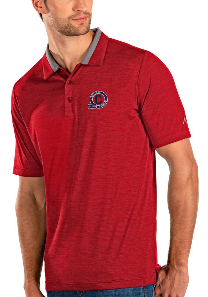 Antigua Cleveland Indians Mens Red Striker Short Sleeve Polo