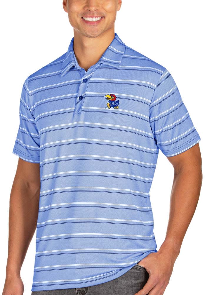 Antigua Kansas Jayhawks Mens Blue Sensation Short Sleeve Polo