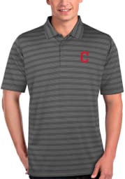 Antigua Cleveland Indians Mens Grey Charge Short Sleeve Polo