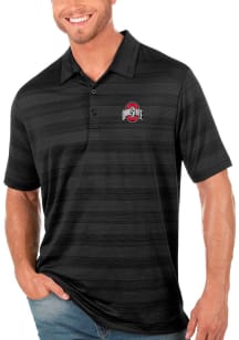 Mens Ohio State Buckeyes Black Antigua Compass Short Sleeve Polo Shirt