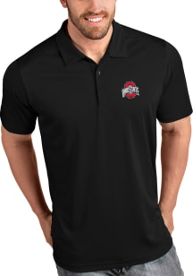 Mens Ohio State Buckeyes Black Antigua Tribute Short Sleeve Polo Shirt