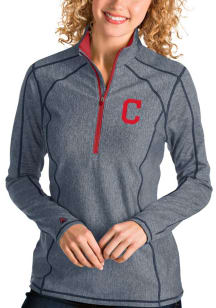 Antigua Cleveland Indians Womens Navy Blue Tempo 1/4 Zip Pullover