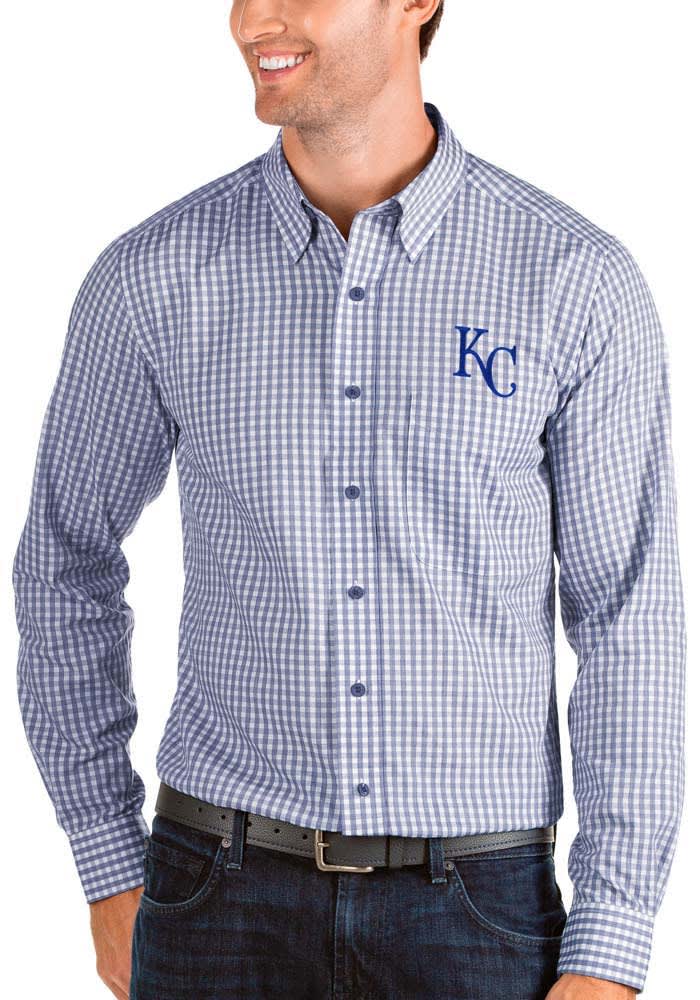 Antigua Kansas City Royals Mens Blue Structure Long Sleeve Dress Shirt