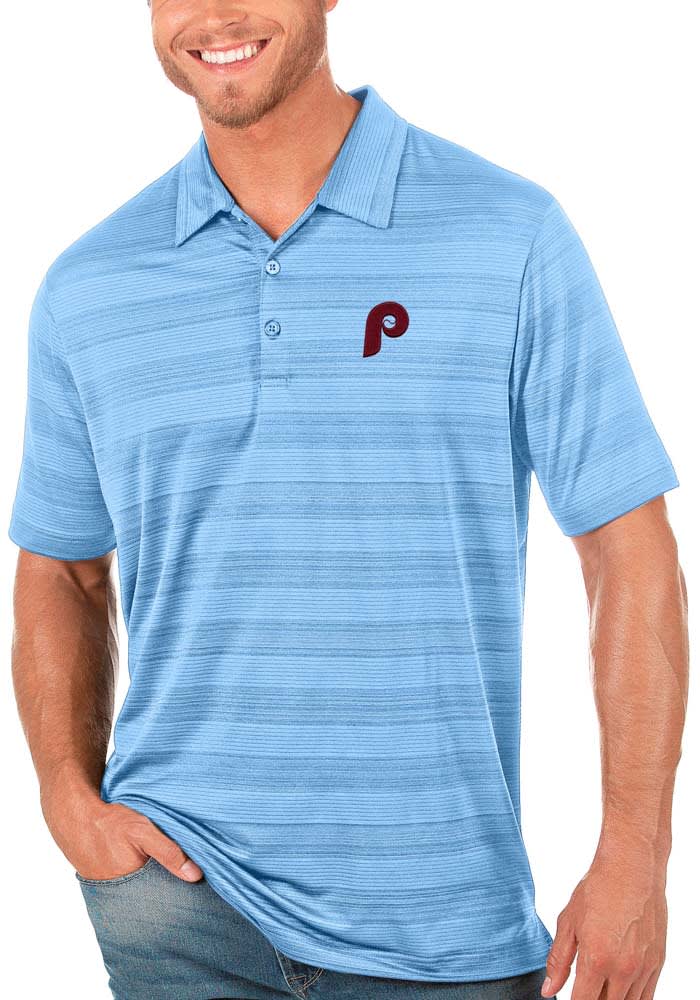 Antigua Philadelphia Phillies Mens Blue Compass Short Sleeve Polo