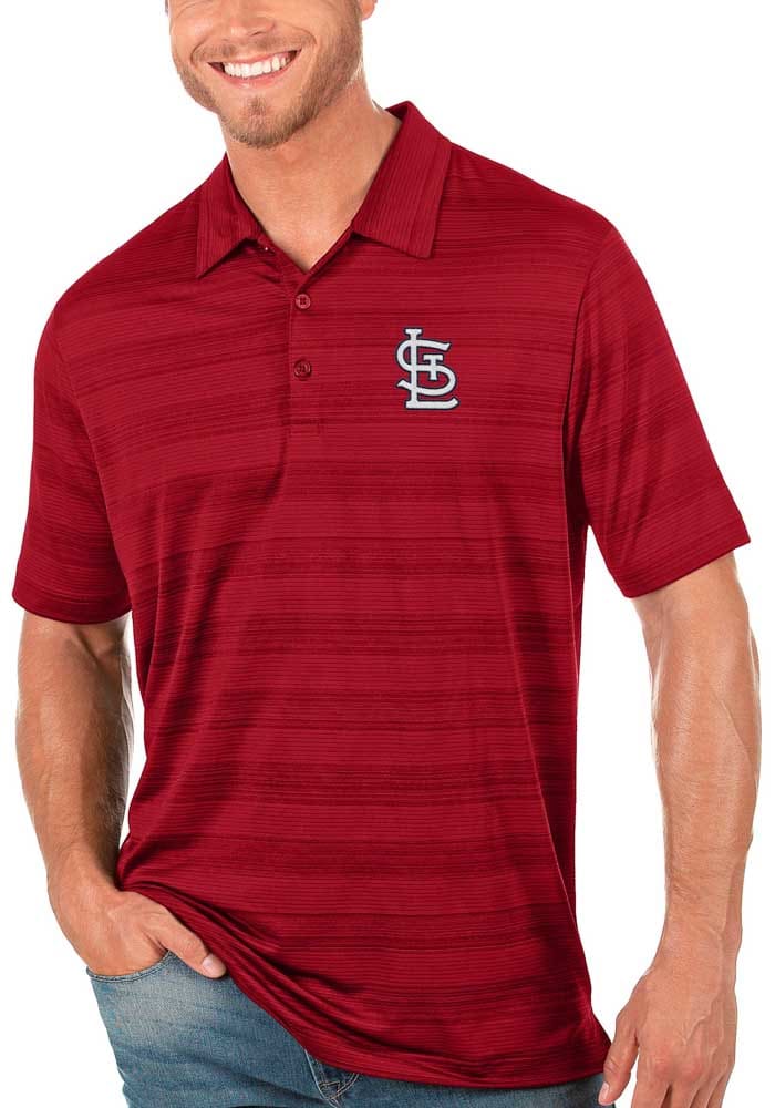 Antigua St Louis Cardinals Red Compass Short Sleeve Polo, Red, 95% Polyester / 5% SPANDEX, Size M, Rally House