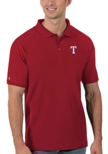 Antigua Texas Rangers Mens Red Legacy Pique Short Sleeve Polo