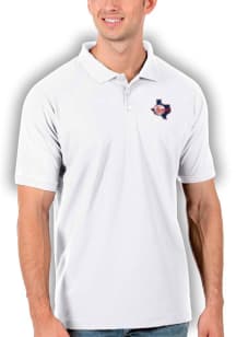 Antigua Texas Rangers Mens White Legacy Pique Short Sleeve Polo