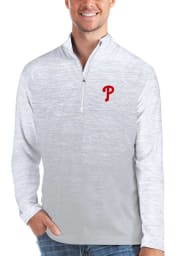 Antigua Philadelphia Phillies Mens Grey Cycle Long Sleeve 1/4 Zip Pullover