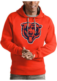Antigua Chicago Bears Mens Orange Victory Logo  Long Sleeve Hoodie