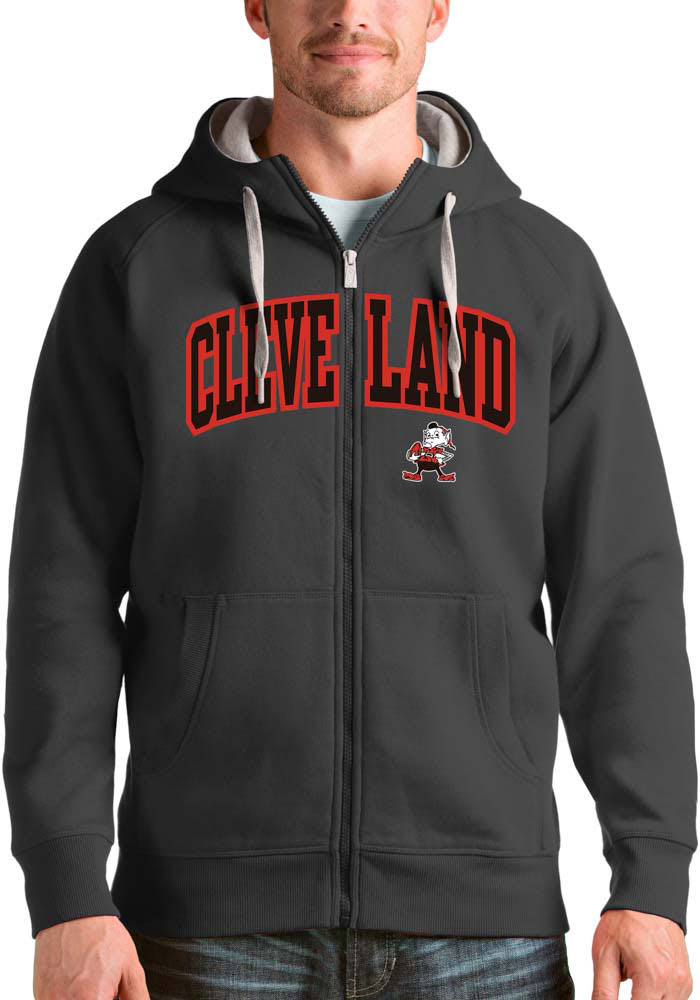 Brownie Antigua Cleveland Browns Mens Charcoal Victory Long Sleeve Full Zip Jacket