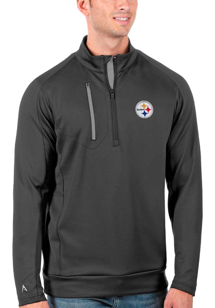 Pittsburgh Steelers Antigua Fortune Quarter-Zip Pullover Jacket - Oatmeal