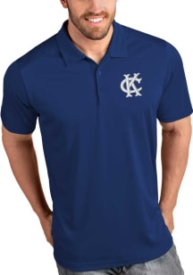 Antigua Kansas City Athletics Mens Blue Compass Short Sleeve Polo