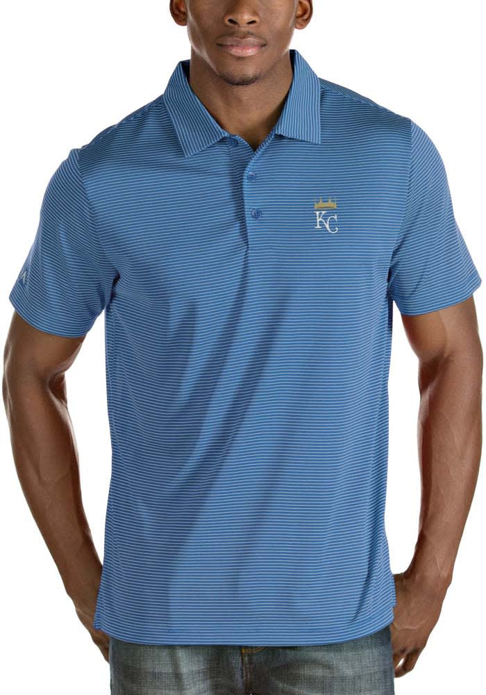 Antigua Kansas City Royals Mens Blue Illusion Short Sleeve Polo