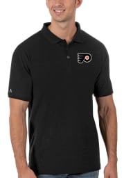 Antigua Philadelphia Flyers Mens Black Legacy Pique Short Sleeve Polo