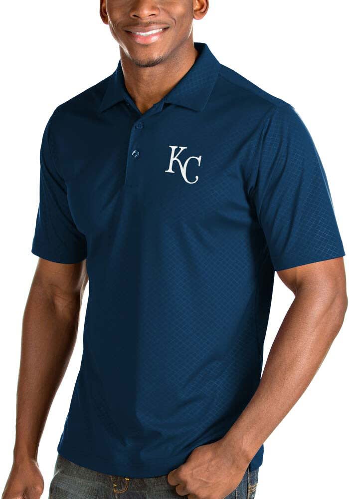 Antigua Kansas City Royals Mens Blue Illusion Short Sleeve Polo