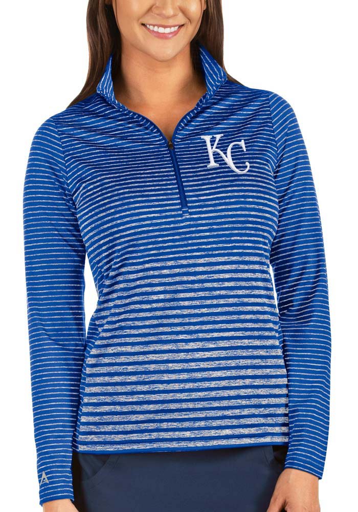 New Era Kansas City Royals Womens Blue Athletic Foil Crop Crew LS