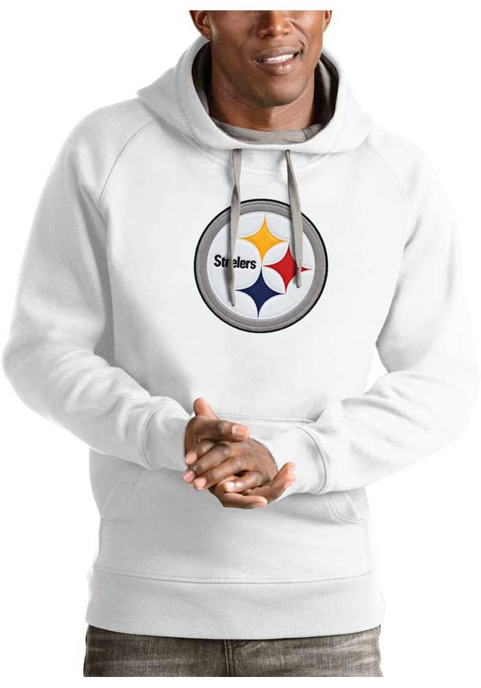 Antigua Pittsburgh Steelers Mens Grey Victory Long Sleeve Hoodie