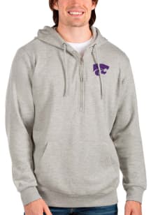 Mens K-State Wildcats Grey Antigua Action Hooded Sweatshirt