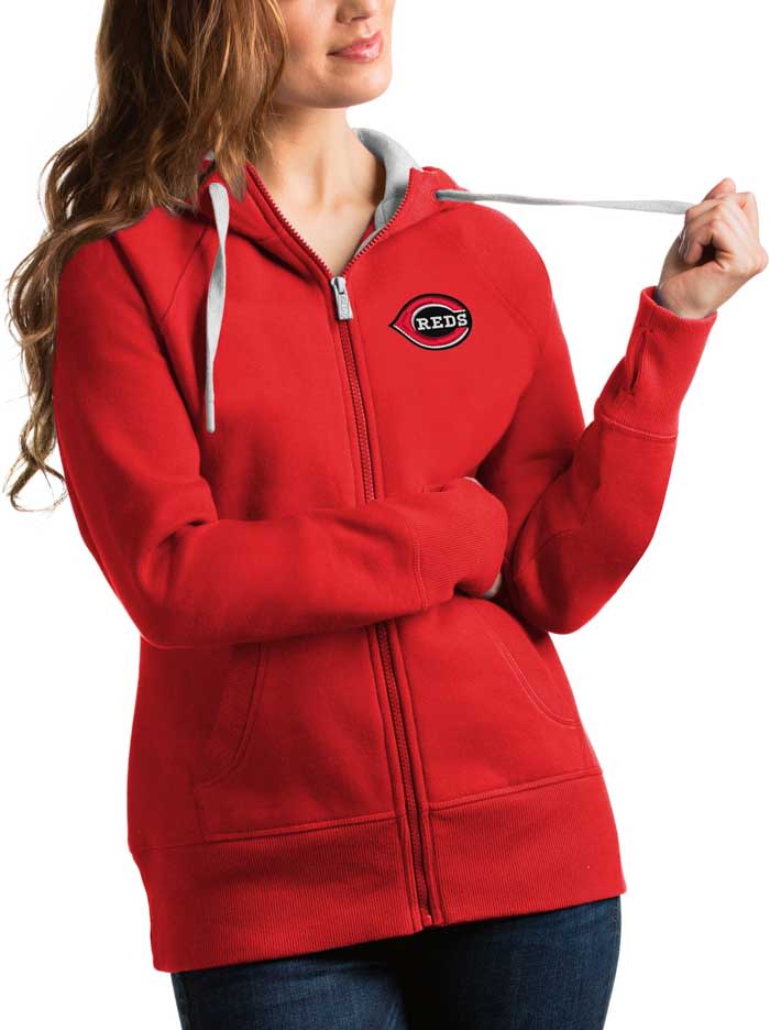 Antigua Cincinnati Reds Womens Red Victory Long Sleeve Full Zip Jacket