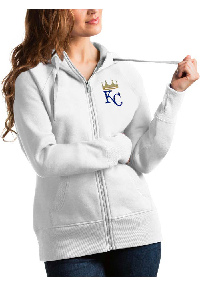 Antigua Kansas City Royals Womens White Victory Long Sleeve Full Zip Jacket
