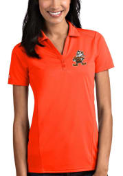 Antigua Cleveland Browns Womens Orange Tribute Short Sleeve Polo Shirt