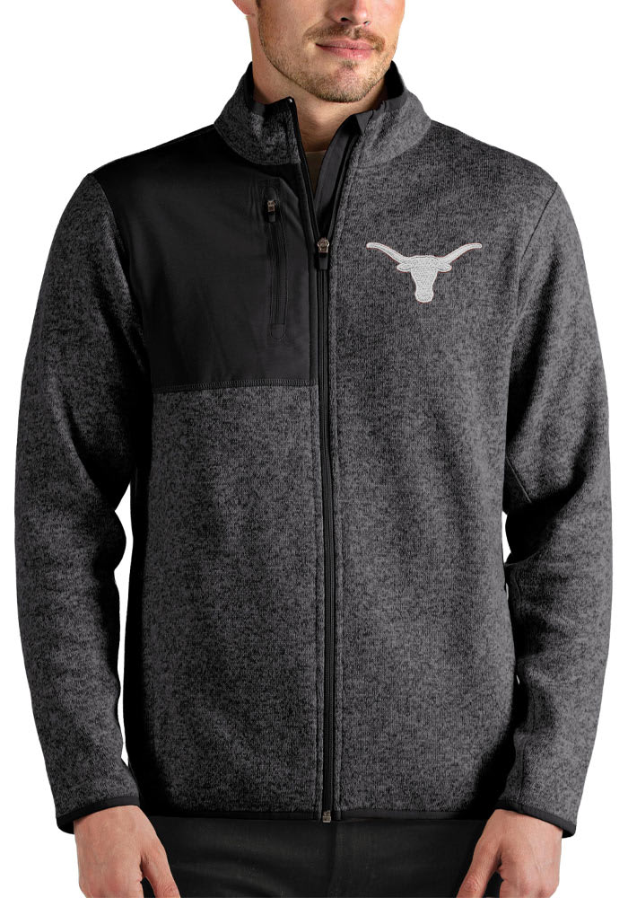 Antigua Texas Longhorns Mens Grey Fortune Full Zip Medium Weight Jacket