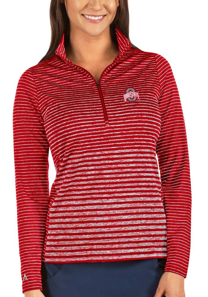 Antigua The Ohio State University Womens Red Pace 1/4 Zip Pullover