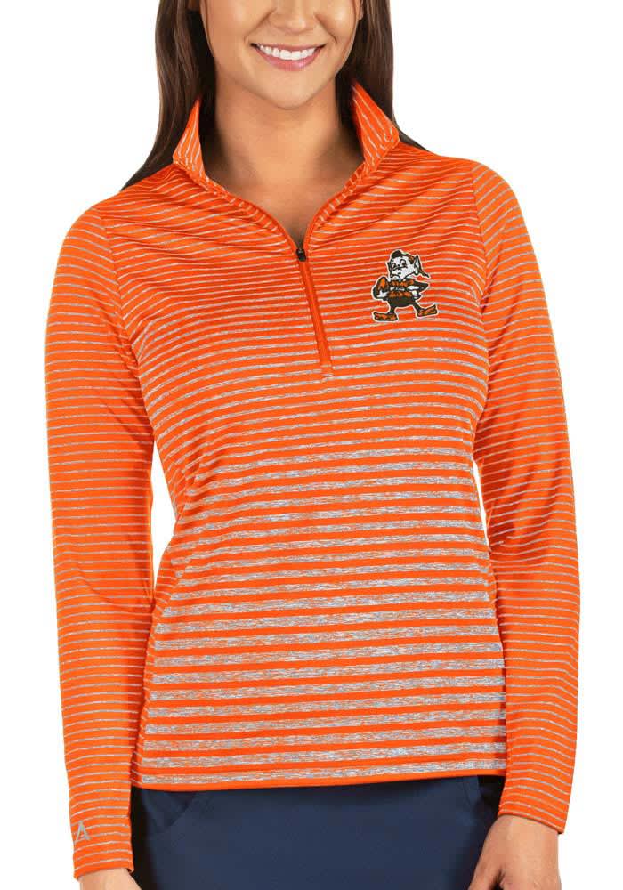 Women's Cleveland Browns Antigua Orange Victory Full-Zip Hoodie