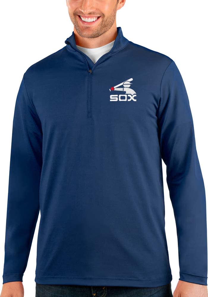 Antigua Chicago White Sox Mens Navy Blue Rally Long Sleeve 1/4 Zip Pullover