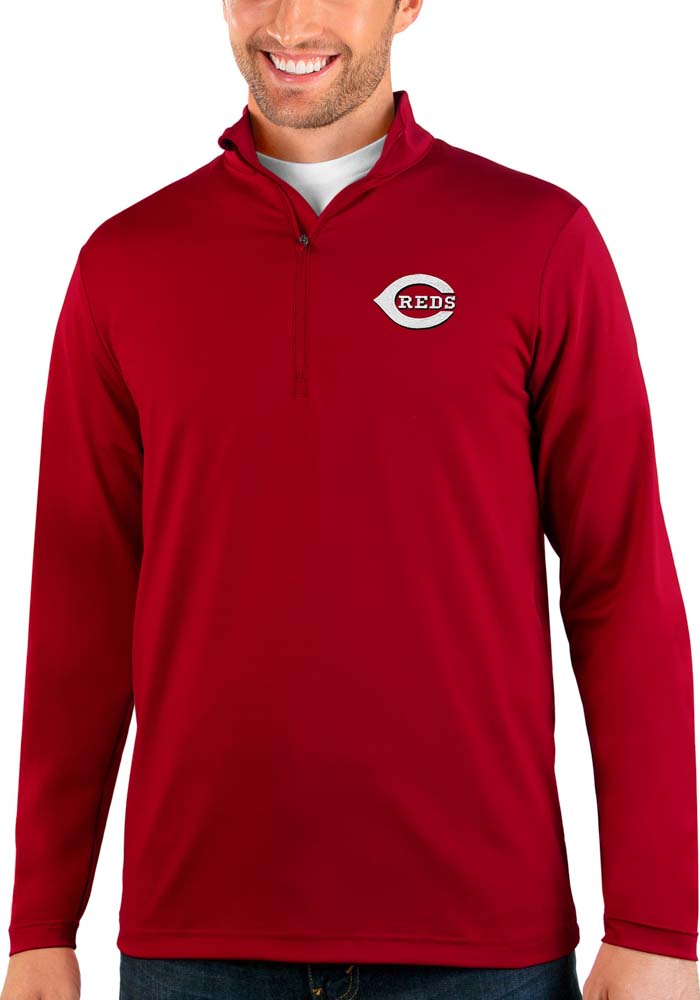 Antigua Cincinnati Reds Mens Rally Long Sleeve 1/4 Zip Pullover