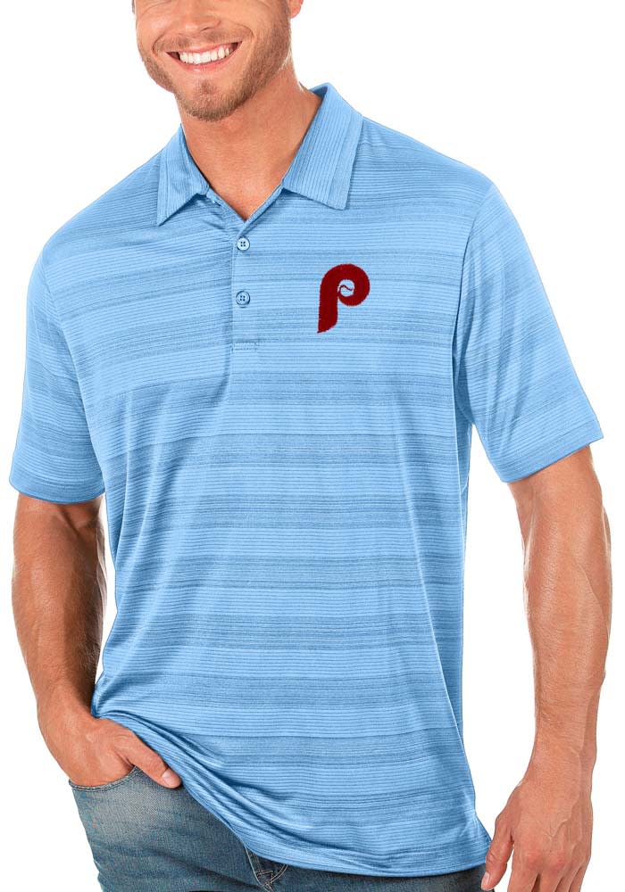Antigua Philadelphia Phillies Mens Blue Compass Short Sleeve Polo