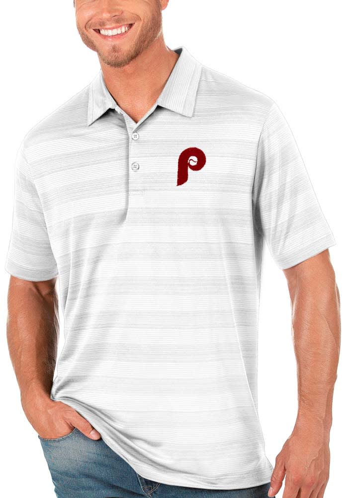 Antigua Philadelphia Phillies Mens White Compass Short Sleeve Polo