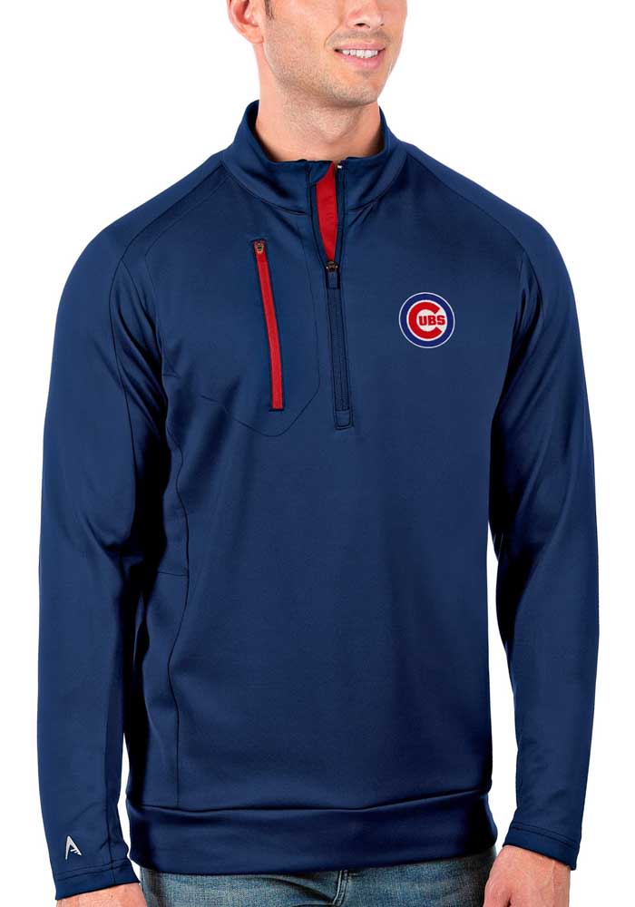 Antigua Chicago Cubs Mens Blue Generation Long Sleeve 1/4 Zip Pullover