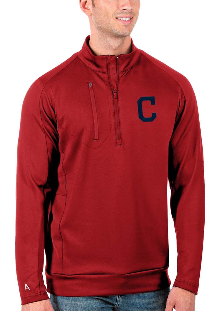 Antigua Cleveland Indians Mens Red Generation Long Sleeve 1/4 Zip Pullover