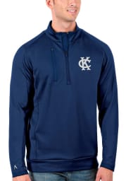 Antigua Kansas City Athletics Mens Blue Generation Long Sleeve 1/4 Zip Pullover