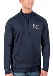 Antigua Kansas City Royals Mens Navy Blue Generation Long Sleeve 1/4 Zip Pullover