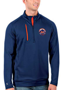 Antigua New York Mets Mens Blue Generation Long Sleeve 1/4 Zip Pullover
