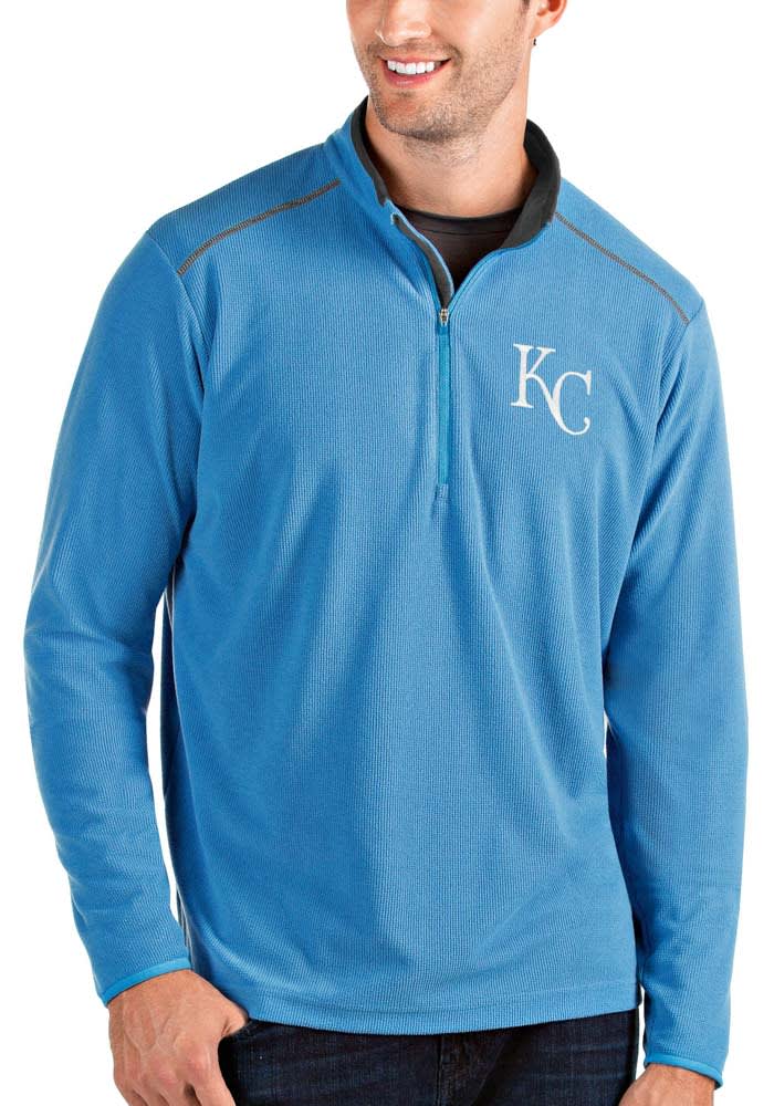 Antigua Kansas City Royals Mens Blue Glacier Long Sleeve 1/4 Zip Pullover